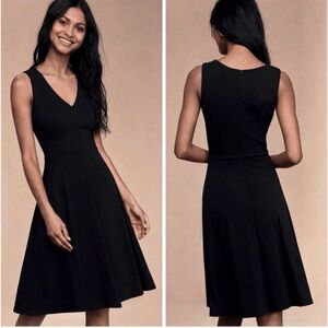 Lulu's Hello World Black Midi Fit and Flare Tank Sleeveless V-neck Dress NWT